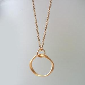 Gold Necklace. Circle Necklace. Gold Circle..