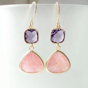 Pink And Purple Earrings. Pink And Purple Dangles...