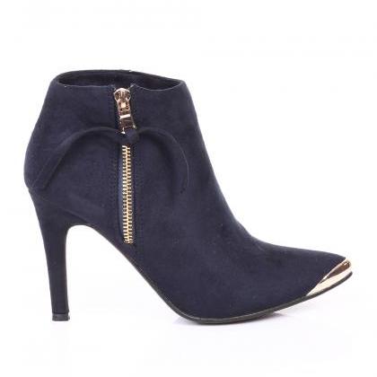 Blue Suede Boots. Classic Blue Boots. High Heel..