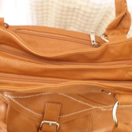 Tan Leather Tote. Leather Satchel. Brown Handbag...