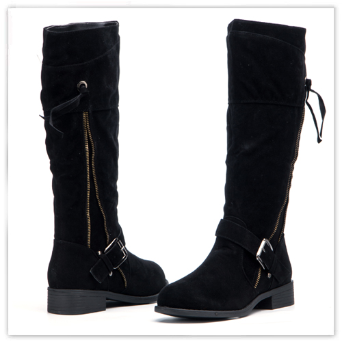 Black Suede Boots, Zipper Boots, Knee Boots, Black Boots, Winter Boots