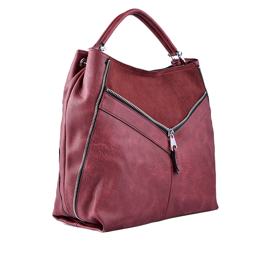 Leather Hanbag. Dark Red Handbag. Bordeaux Handbag.