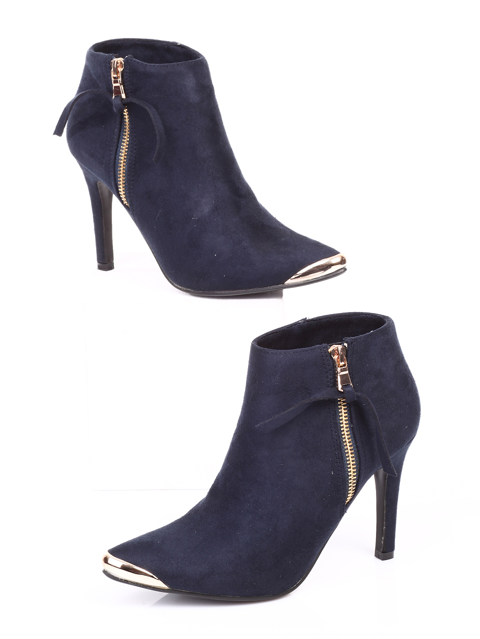 navy blue high heel boots